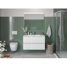 Тумба с раковиной подвесная BelBagno UNO-MINI-900-2C-SO-BO Bianco Opaco, раковина белая BB-8099-3-90