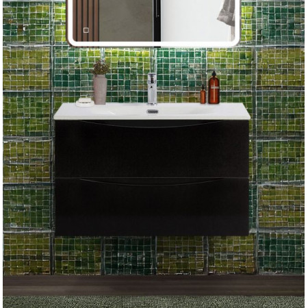 Тумба с раковиной подвесная BelBagno MARINO-CER-N-800-2C-SO-NL-P Nero Lucido, раковина белая BB-8099-80 Тумба с раковиной подвесная BelBagno MARINO-CER-N-800-2C-SO-NL-P Nero Lucido, раковина белая BB-8099-80