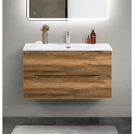 Тумба с раковиной подвесная BelBagno MARINO-CER-MINI-900-2C-SO-RR-P Rovere Rustico, раковина белая BB-8099-3-90 Тумба с раковиной подвесная BelBagno MARINO-CER-MINI-900-2C-SO-RR-P Rovere Rustico, раковина белая BB-8099-3-90