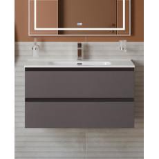 Тумба с раковиной подвесная BelBagno KRAFT-1000-2C-SO-GSO Темно-Серый матовый, раковина белая BB1000ETL