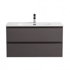 Тумба с раковиной подвесная BelBagno KRAFT-1000-2C-SO-GSO Темно-Серый матовый, раковина белая BB1000ETL