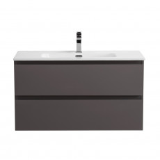 Тумба с раковиной подвесная BelBagno KRAFT-1000-2C-SO-GSO Темно-Серый матовый, раковина белая BB1000ETL