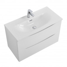 Тумба с раковиной подвесная BelBagno MARINO-CER-MINI-800-2C-SO-BL-P Bianco Lucido, раковина белая BB-8099-3-80