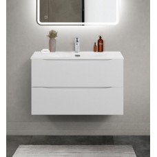 Тумба с раковиной подвесная BelBagno MARINO-CER-MINI-800-2C-SO-BL-P Bianco Lucido, раковина белая BB-8099-3-80