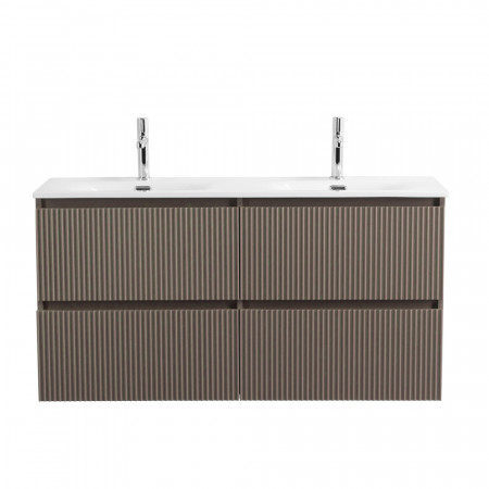 Тумба с раковиной подвесная BelBagno UNO-1200-4C-SO-СO Бежевый матовый, раковина белая BB-8099-120-2 с 2-я чашами Тумба с раковиной подвесная BelBagno UNO-1200-4C-SO-СO Бежевый матовый, раковина белая BB-8099-120-2 с 2-я чашами