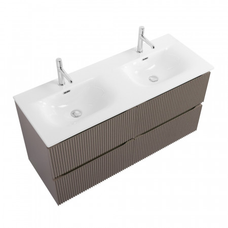 Тумба с раковиной подвесная BelBagno UNO-1200-4C-SO-СO Бежевый матовый, раковина белая BB-8099-120-2 с 2-я чашами Тумба с раковиной подвесная BelBagno UNO-1200-4C-SO-СO Бежевый матовый, раковина белая BB-8099-120-2 с 2-я чашами