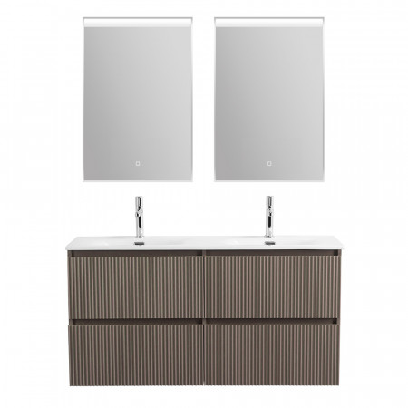Тумба с раковиной подвесная BelBagno UNO-1200-4C-SO-СO Бежевый матовый, раковина белая BB-8099-120-2 с 2-я чашами Тумба с раковиной подвесная BelBagno UNO-1200-4C-SO-СO Бежевый матовый, раковина белая BB-8099-120-2 с 2-я чашами