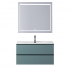 Тумба с раковиной подвесная BelBagno KRAFT-900-2C-SO-AO Голубой матовый, раковина белая BB-8099-90
