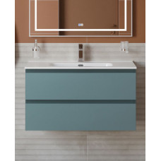 Тумба с раковиной подвесная BelBagno KRAFT-900-2C-SO-AO Голубой матовый, раковина белая BB900ETL
