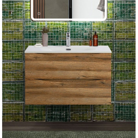 Тумба с раковиной подвесная BelBagno MARINO-CER-N-800-2C-SO-RR-P Rovere Rustico, раковина белая BB-8099-80 Тумба с раковиной подвесная BelBagno MARINO-CER-N-800-2C-SO-RR-P Rovere Rustico, раковина белая BB-8099-80