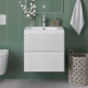 Тумба с раковиной подвесная BelBagno UNO-MINI-600-2C-SO-BO Bianco Opaco, раковина белая BB-8099-3-60 Тумба с раковиной подвесная BelBagno UNO-MINI-600-2C-SO-BO Bianco Opaco, раковина белая BB-8099-3-60