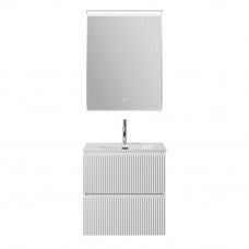 Тумба с раковиной подвесная BelBagno UNO-MINI-600-2C-SO-BO Bianco Opaco, раковина белая BB-8099-3-60