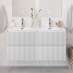 Тумба с раковиной подвесная BelBagno UNO-1200-4C-SO-BO Bianco Opaco, раковина белая BB-8099-120-2 с 2-я чашами Тумба с раковиной подвесная BelBagno UNO-1200-4C-SO-BO Bianco Opaco, раковина белая BB-8099-120-2 с 2-я чашами