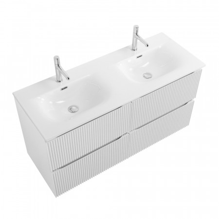 Тумба с раковиной подвесная BelBagno UNO-1200-4C-SO-BO Bianco Opaco, раковина белая BB-8099-120-2 с 2-я чашами Тумба с раковиной подвесная BelBagno UNO-1200-4C-SO-BO Bianco Opaco, раковина белая BB-8099-120-2 с 2-я чашами