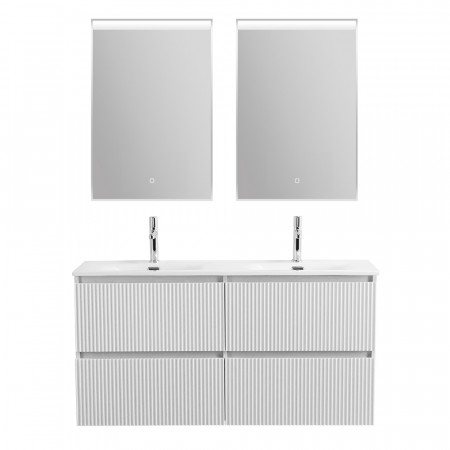 Тумба с раковиной подвесная BelBagno UNO-1200-4C-SO-BO Bianco Opaco, раковина белая BB-8099-120-2 с 2-я чашами Тумба с раковиной подвесная BelBagno UNO-1200-4C-SO-BO Bianco Opaco, раковина белая BB-8099-120-2 с 2-я чашами