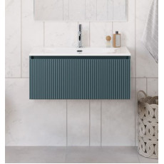 Тумба с раковиной подвесная BelBagno UNO-800-1C-SO-AO Голубой матовый, раковина белая BB-8099-80