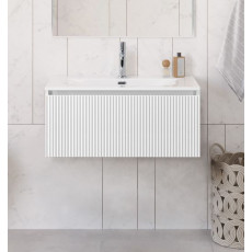 Тумба с раковиной подвесная BelBagno UNO-800-1C-SO-BO Bianco Opaco, раковина белая BB-8099-80