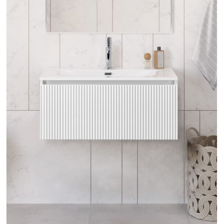 Тумба с раковиной подвесная BelBagno UNO-800-1C-SO-BO Bianco Opaco, раковина белая BB-8099-80 Тумба с раковиной подвесная BelBagno UNO-800-1C-SO-BO Bianco Opaco, раковина белая BB-8099-80