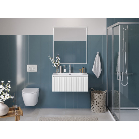 Тумба с раковиной подвесная BelBagno UNO-800-1C-SO-BO Bianco Opaco, раковина белая BB-8099-80 Тумба с раковиной подвесная BelBagno UNO-800-1C-SO-BO Bianco Opaco, раковина белая BB-8099-80