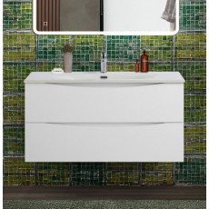 Тумба с раковиной подвесная BelBagno MARINO-CER-N-1000-2C-SO-BO-P Bianco Opaco, раковина белая BB-8099-100