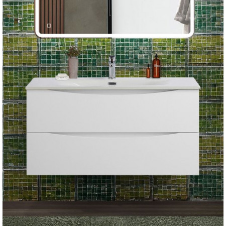 Тумба с раковиной подвесная BelBagno MARINO-CER-N-1000-2C-SO-BO-P Bianco Opaco, раковина белая BB-8099-100 Тумба с раковиной подвесная BelBagno MARINO-CER-N-1000-2C-SO-BO-P Bianco Opaco, раковина белая BB-8099-100