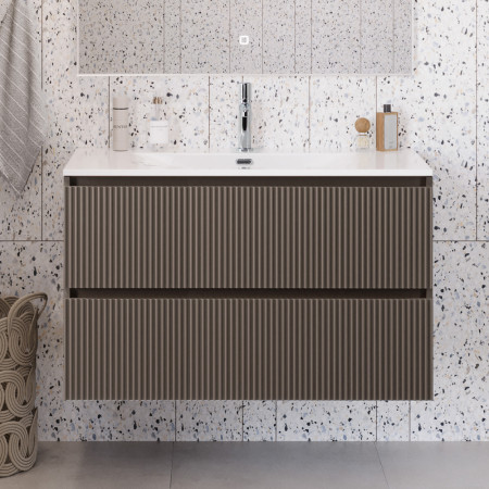 Тумба с раковиной подвесная BelBagno UNO-MINI-900-2C-SO-СO Бежевый матовый, раковина белая BB-8099-3-90 Тумба с раковиной подвесная BelBagno UNO-MINI-900-2C-SO-СO Бежевый матовый, раковина белая BB-8099-3-90