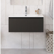 Тумба с раковиной подвесная BelBagno UNO-800-1C-SO-GSO Темно-Серый матовый, раковина белая BB-8099-80