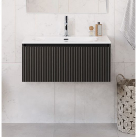 Тумба с раковиной подвесная BelBagno UNO-800-1C-SO-GSO Темно-Серый матовый, раковина белая BB-8099-80 Тумба с раковиной подвесная BelBagno UNO-800-1C-SO-GSO Темно-Серый матовый, раковина белая BB-8099-80