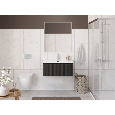 Тумба с раковиной подвесная BelBagno UNO-800-1C-SO-GSO Темно-Серый матовый, раковина белая BB-8099-80 Тумба с раковиной подвесная BelBagno UNO-800-1C-SO-GSO Темно-Серый матовый, раковина белая BB-8099-80