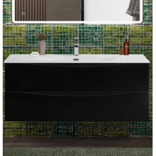 Тумба с раковиной подвесная BelBagno MARINO-CER-N-1200-2C-SO-NL-P Nero Lucido, раковина белая BB-8099-120