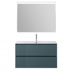 Тумба с раковиной подвесная BelBagno UNO-1000-2C-SO-AO Голубой матовый, раковина белая BB-8099-100