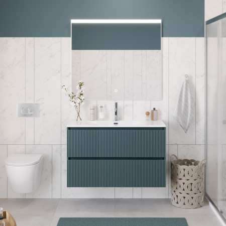 Тумба с раковиной подвесная BelBagno UNO-1000-2C-SO-AO Голубой матовый, раковина белая BB-8099-100 Тумба с раковиной подвесная BelBagno UNO-1000-2C-SO-AO Голубой матовый, раковина белая BB-8099-100