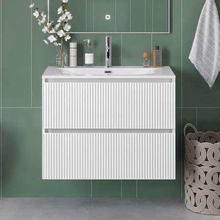 Тумба с раковиной подвесная BelBagno UNO-MINI-800-2C-SO-BO Bianco Opaco, раковина белая BB-8099-3-80 Тумба с раковиной подвесная BelBagno UNO-MINI-800-2C-SO-BO Bianco Opaco, раковина белая BB-8099-3-80