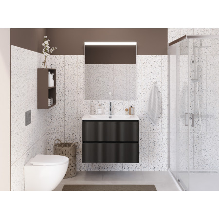 Тумба с раковиной подвесная BelBagno UNO-MINI-700-2C-SO-GSO Темно-Серый матовый, раковина белая BB-8099-3-70 Тумба с раковиной подвесная BelBagno UNO-MINI-700-2C-SO-GSO Темно-Серый матовый, раковина белая BB-8099-3-70