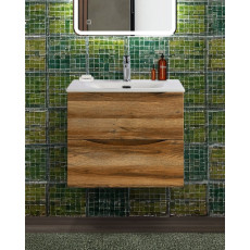 Тумба с раковиной подвесная BelBagno MARINO-CER-N-600-2C-SO-RR-P Rovere Rustico, раковина белая BB-8099-60