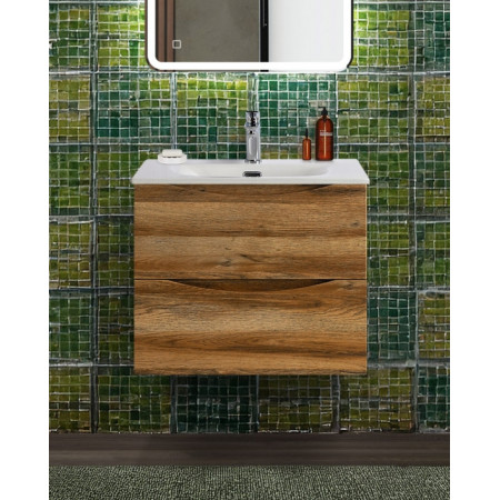 Тумба с раковиной подвесная BelBagno MARINO-CER-N-600-2C-SO-RR-P Rovere Rustico, раковина белая BB-8099-60 Тумба с раковиной подвесная BelBagno MARINO-CER-N-600-2C-SO-RR-P Rovere Rustico, раковина белая BB-8099-60