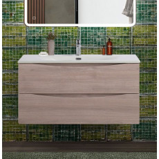 Тумба с раковиной подвесная BelBagno MARINO-CER-N-1000-2C-SO-RG-P Rovere Grigio, раковина белая BB-8099-100