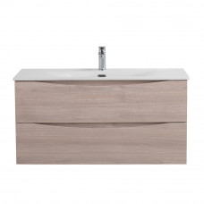 Тумба с раковиной подвесная BelBagno MARINO-CER-N-1000-2C-SO-RG-P Rovere Grigio, раковина белая BB-8099-100