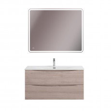 Тумба с раковиной подвесная BelBagno MARINO-CER-N-1000-2C-SO-RG-P Rovere Grigio, раковина белая BB-8099-100