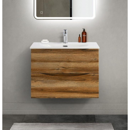 Тумба с раковиной подвесная BelBagno MARINO-CER-MINI-700-2C-SO-RR-P Rovere Rustico, раковина белая BB-8099-3-70 Тумба с раковиной подвесная BelBagno MARINO-CER-MINI-700-2C-SO-RR-P Rovere Rustico, раковина белая BB-8099-3-70