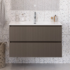 Тумба с раковиной подвесная BelBagno UNO-MINI-1000-2C-SO-СO Бежевый матовый, раковина белая BB-8099-3-100