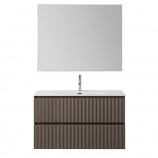 Тумба с раковиной подвесная BelBagno UNO-MINI-1000-2C-SO-СO Бежевый матовый, раковина белая BB-8099-3-100