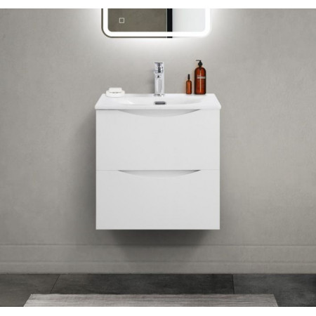Тумба с раковиной подвесная BelBagno MARINO-CER-MINI-500-2C-SO-BL-P Bianco Lucido, раковина белая BB-8099-3-50 Тумба с раковиной подвесная BelBagno MARINO-CER-MINI-500-2C-SO-BL-P Bianco Lucido, раковина белая BB-8099-3-50