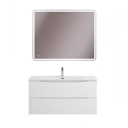 Тумба с раковиной подвесная BelBagno MARINO-CER-MINI-1000-2C-SO-BL-P Bianco Lucido, раковина белая BB-8099-3-100 Тумба с раковиной подвесная BelBagno MARINO-CER-MINI-1000-2C-SO-BL-P Bianco Lucido, раковина белая BB-8099-3-100