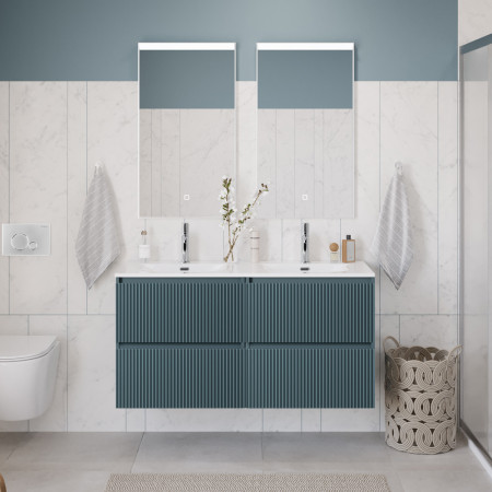 Тумба с раковиной подвесная BelBagno UNO-1200-4C-SO-AO Голубой матовый, раковина белая BB-8099-120-2 с 2-я чашами Тумба с раковиной подвесная BelBagno UNO-1200-4C-SO-AO Голубой матовый, раковина белая BB-8099-120-2 с 2-я чашами