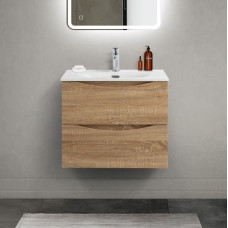 Тумба с раковиной подвесная BelBagno MARINO-CER-MINI-600-2C-SO-WO-P Rovere Bianco, раковина белая BB-8099-3-60