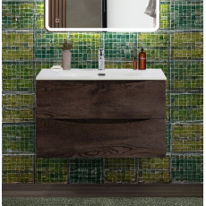 Тумба с раковиной подвесная BelBagno MARINO-CER-N-800-2C-SO-RNG-P Rovere Nature Grigio, раковина белая BB-8099-80