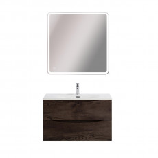 Тумба с раковиной подвесная BelBagno MARINO-CER-N-800-2C-SO-RNG-P Rovere Nature Grigio, раковина белая BB-8099-80