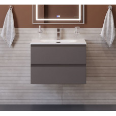 Тумба с раковиной подвесная BelBagno KRAFT-700-2C-SO-GSO Темно-Серый матовый, раковина белая BB-8099-70