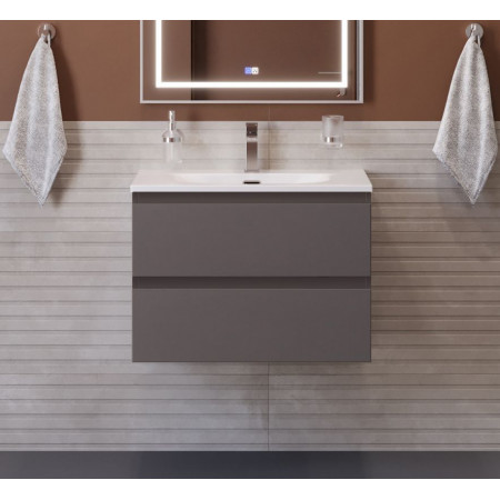 Тумба с раковиной подвесная BelBagno KRAFT-700-2C-SO-GSO Темно-Серый матовый, раковина белая BB-8099-70 Тумба с раковиной подвесная BelBagno KRAFT-700-2C-SO-GSO Темно-Серый матовый, раковина белая BB-8099-70